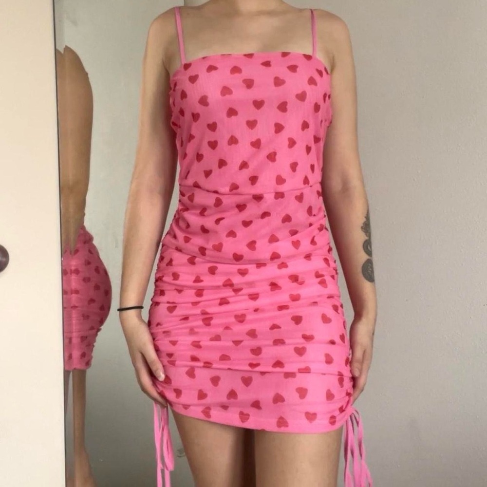 Pink Heart Patterned Dress